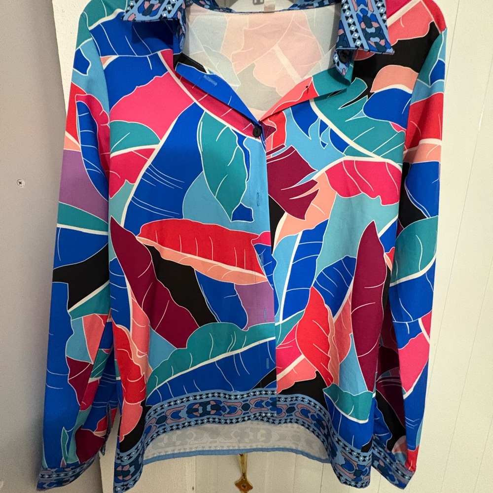 Colorful Leaf Print Women's Top